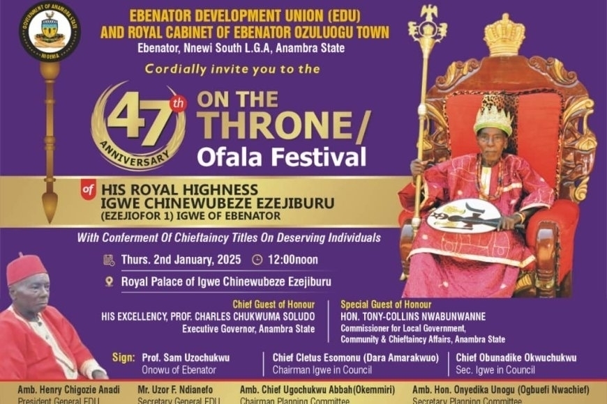 Igwe Ebenator to Celebrate First Ofala 47 Years After Enthronement