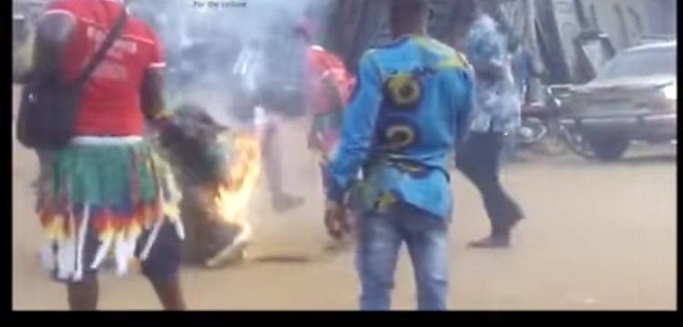 In Anambra, Masquerade Catches Fire While 'Doing Show’ at a Cultural Event